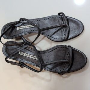 Manolo Blahnik black sandals, size 8.5